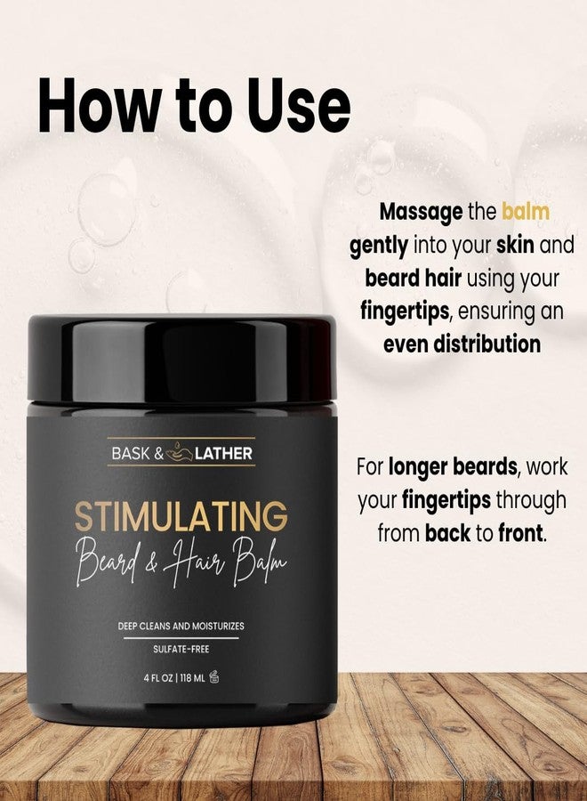 BASK & LATHER Stimulating Hair & Beard Balm, Leave-in Conditioner With Essential Oils, Mango & Shea Butter, Supports Itchy or Dry Scalp for All Types, Strengthens & Shines Beards, 4 fl oz - Image 4